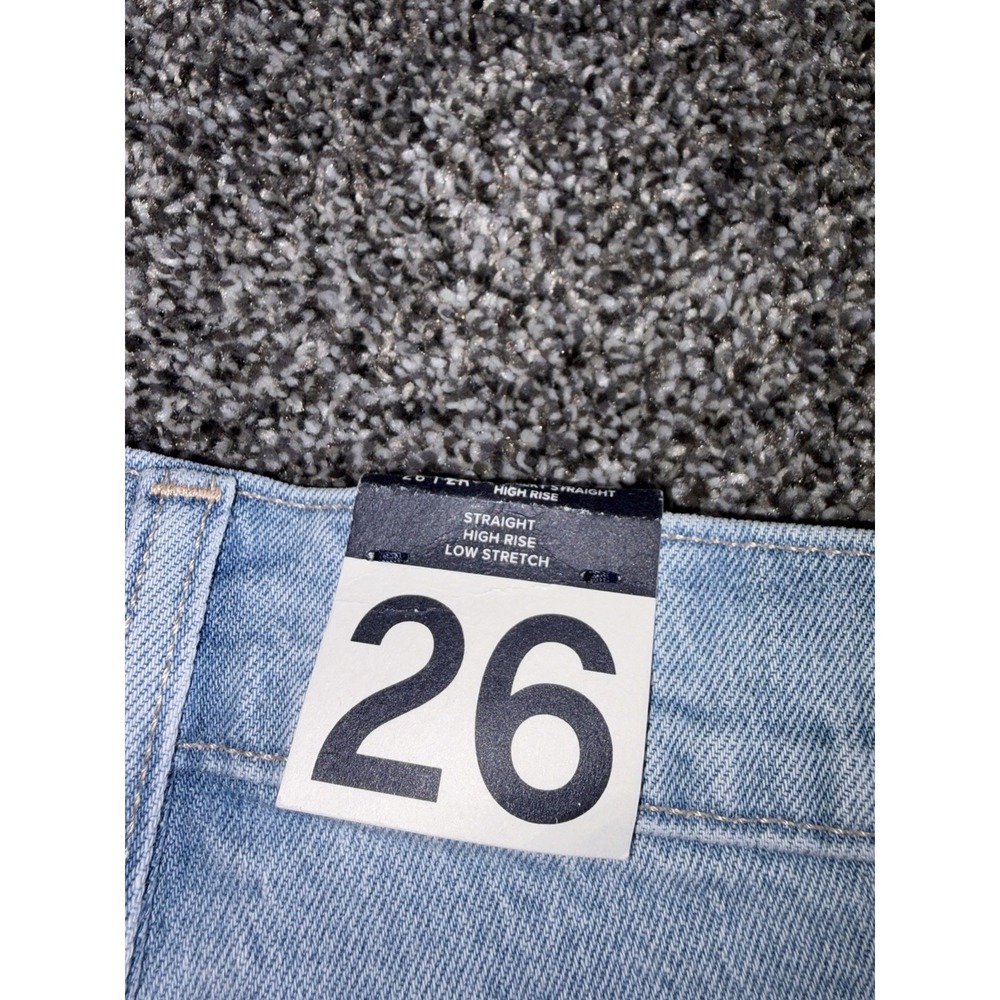 GAP Cheeky Straight High Rise Denim Blue Jeans 26 / 2R NWT Light Wash Distressed - Picture 11 of 14